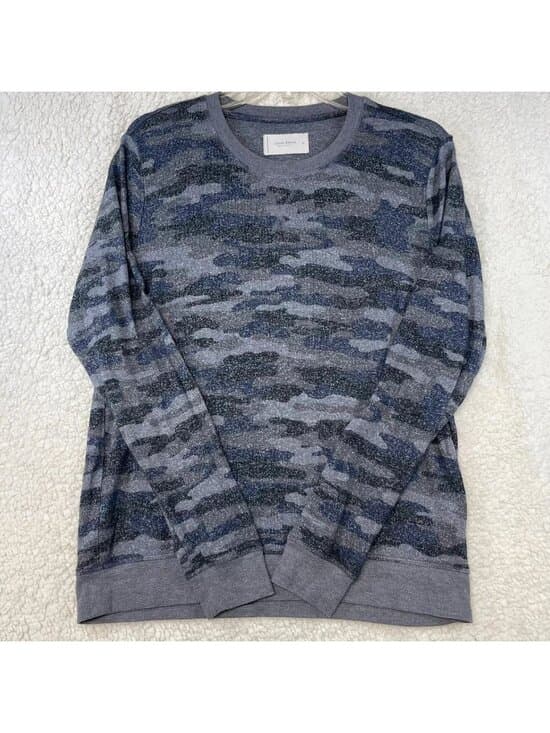 Lucky Brand Camo Sweater Women's M – Gray Blue Camouflage Knit Pullover - Thumbnail 6