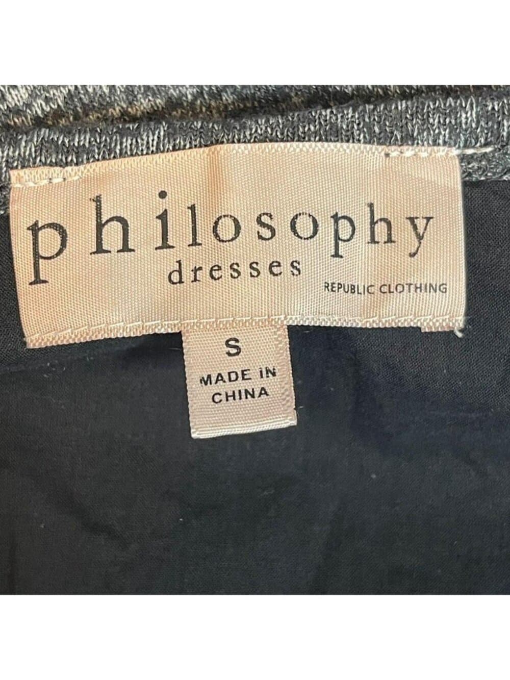 Philosophy Dresses Charcoal Heather Knit Roll-Tab Sleeve Henley Dress Size S - Thumbnail 6