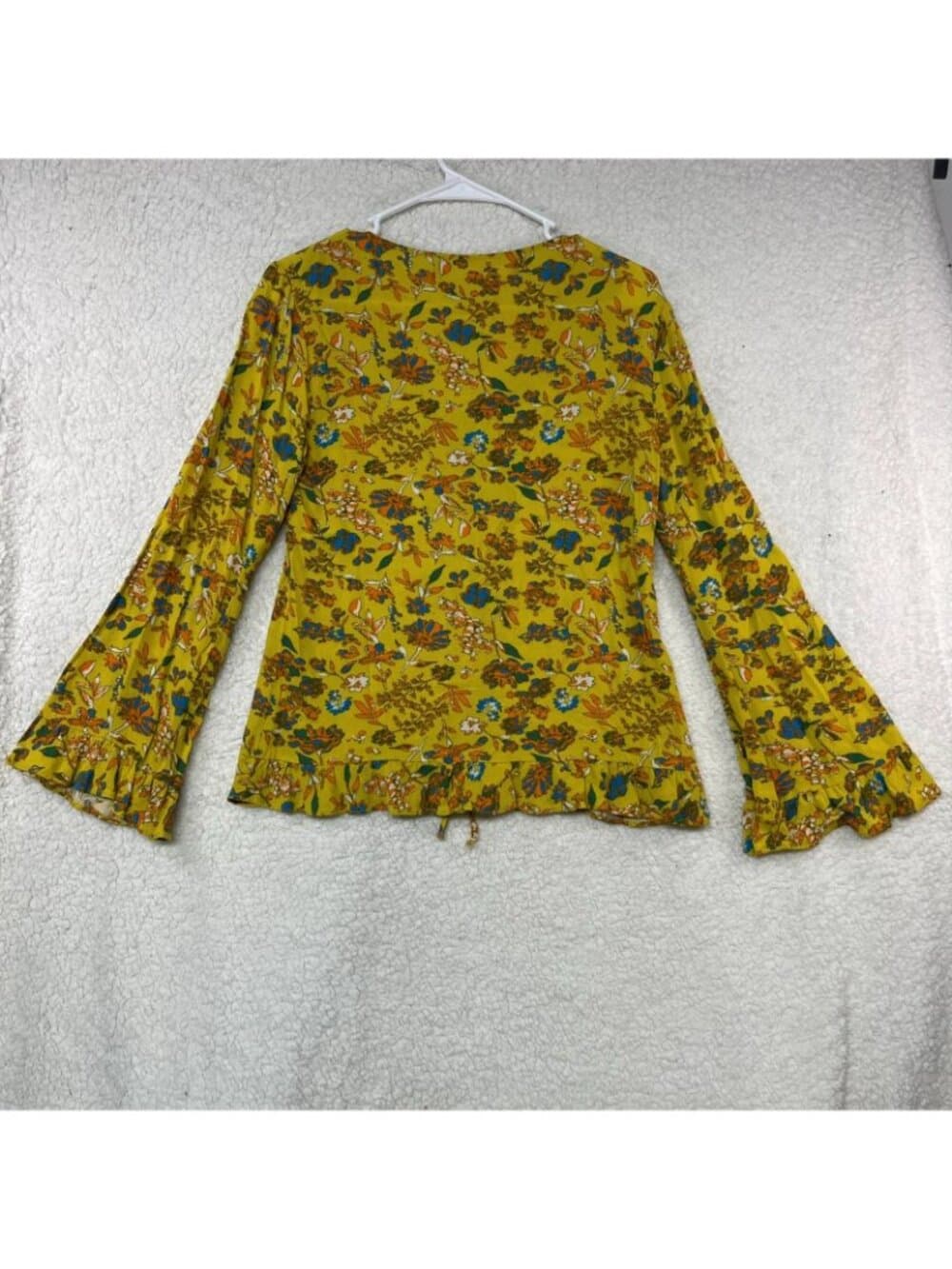 Chelsea & Violet Small Boho Floral Peplum Blouse Bell Sleeve 100% Rayon Top - Thumbnail 6