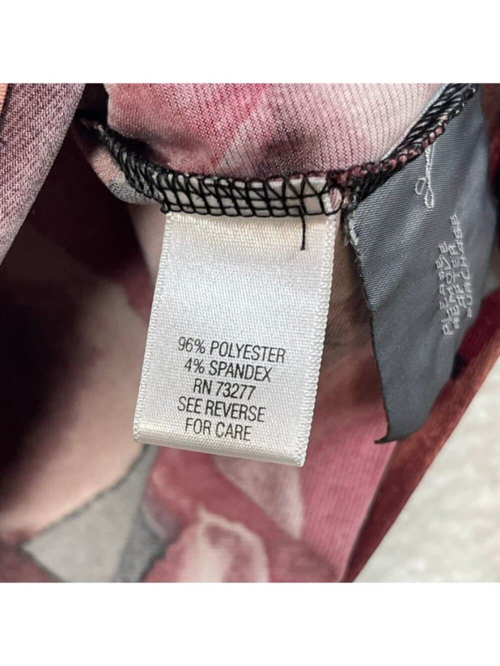 Simply Vera Vera Wang XL Floral Ruched Wrap Style Top Pink Burgundy - Thumbnail 4