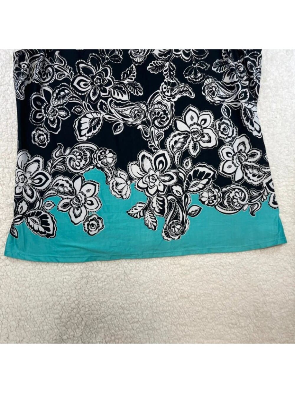 Linea Donatella Floral Paisley Lace Racerback Tank Top Women's XL Black Aqua - Thumbnail 2