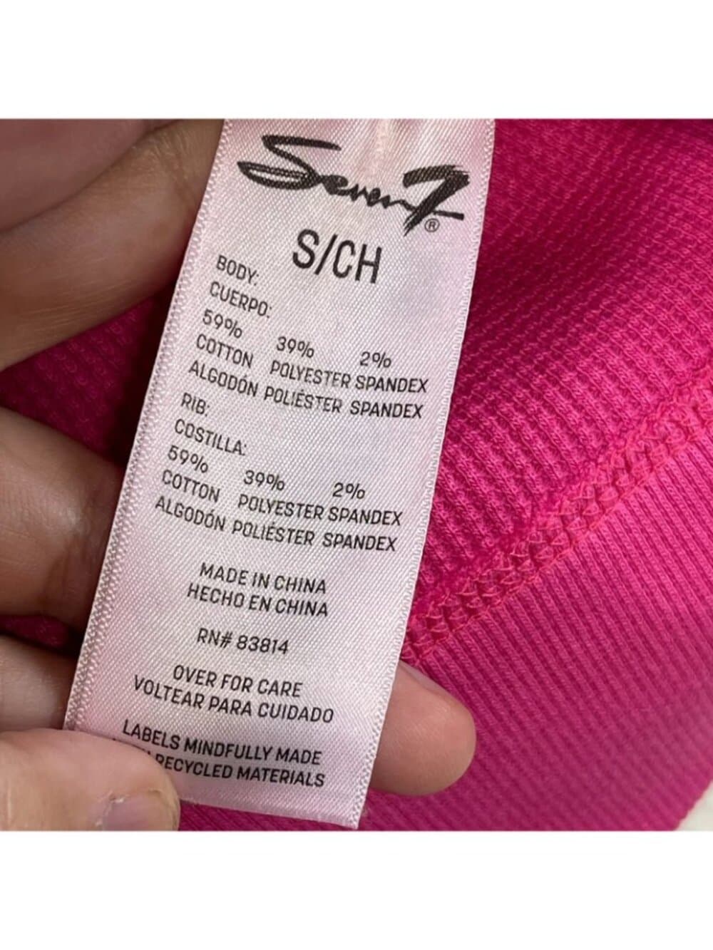 NWT Seven7 Hot Pink Waffle Knit Crewneck Sweatshirt Women's Small - Thumbnail 4