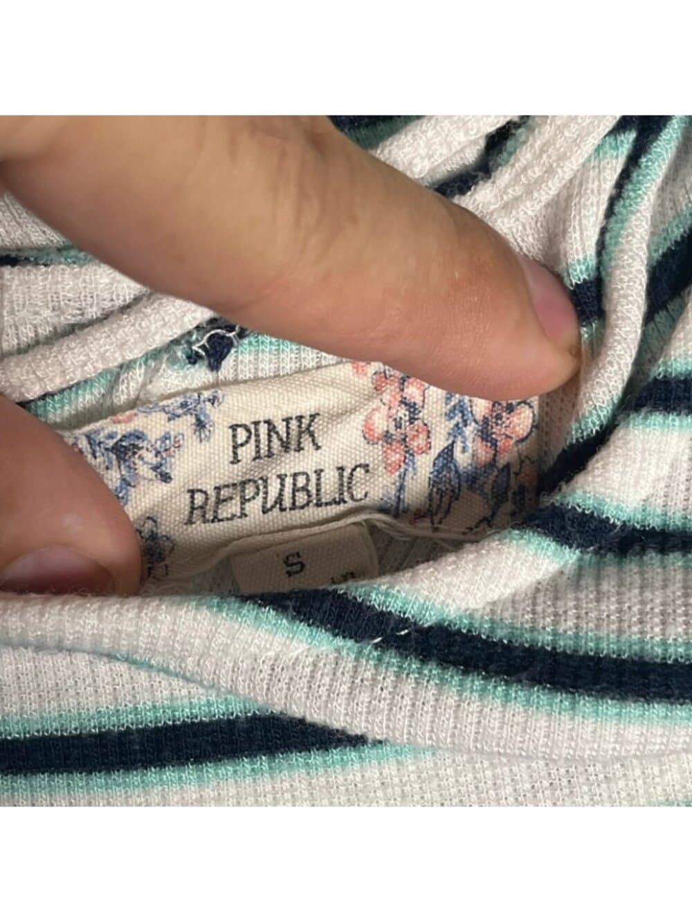 Pink Republic Striped Skater Dress White Navy Mint Size Small - Thumbnail 5