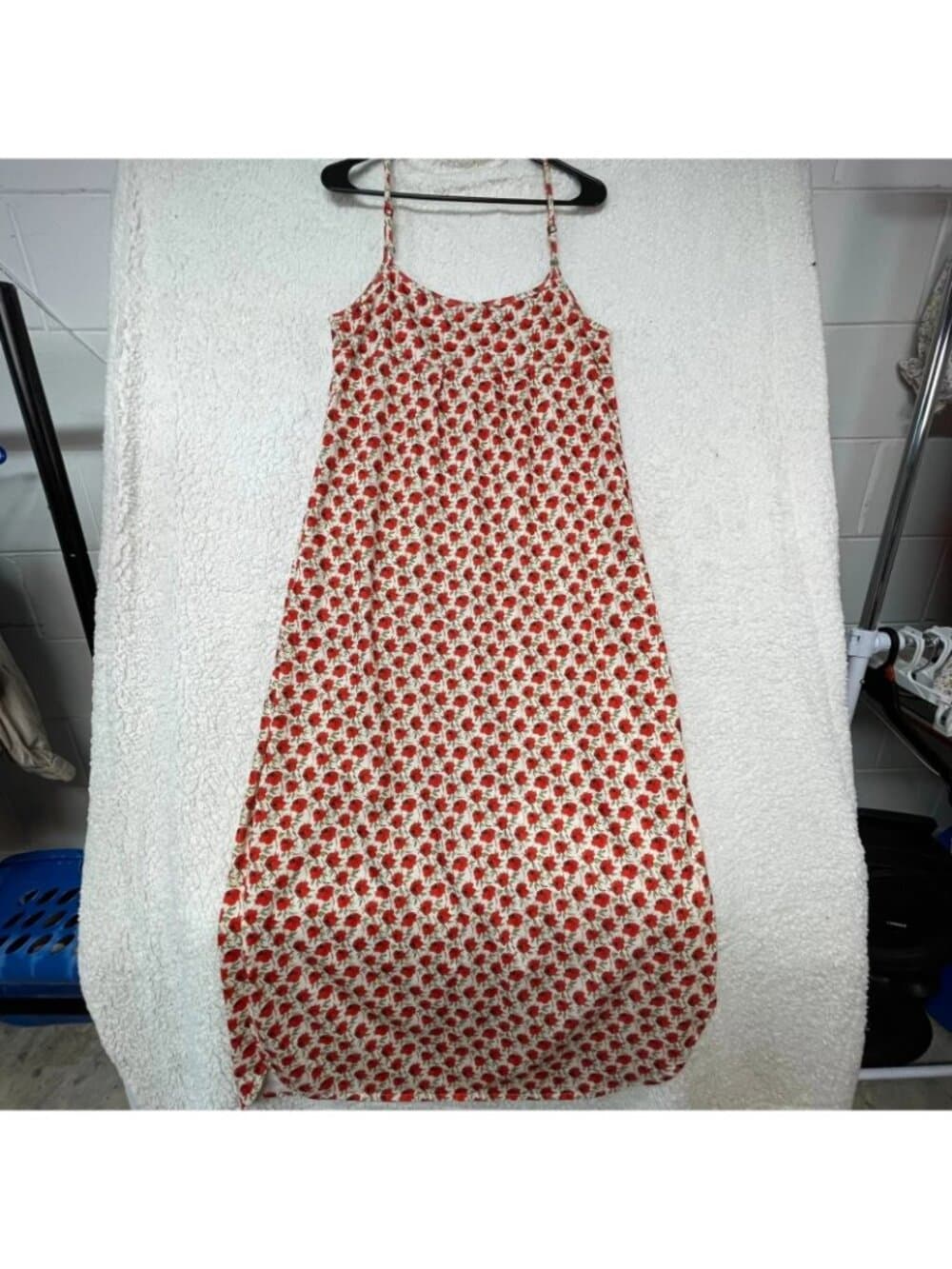 Huskary Red Floral Sleeveless Midi Dress Women's Size M Stretch - Thumbnail 2