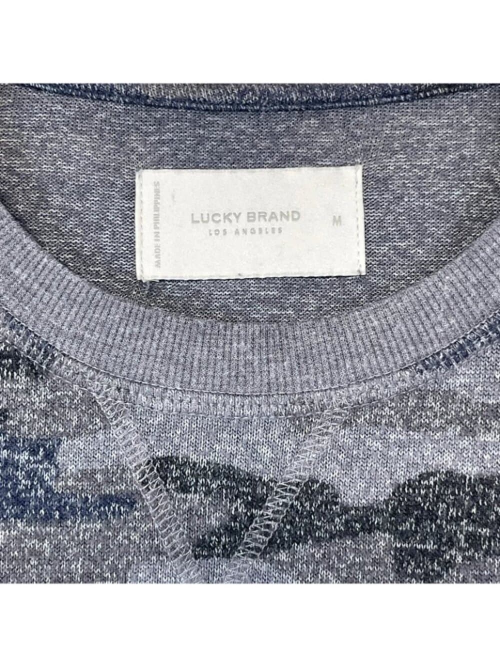 Lucky Brand Camo Sweater Women's M – Gray Blue Camouflage Knit Pullover - Thumbnail 2