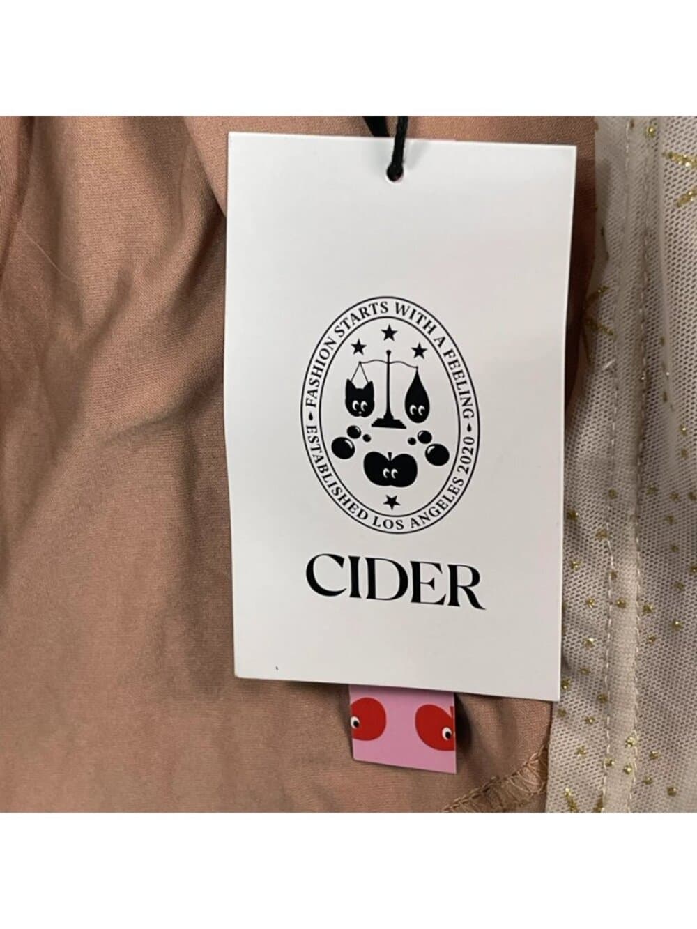 Women's Cider Beige Gold Star Print Tie Strap Mini Dress Size M NWT - Thumbnail 4