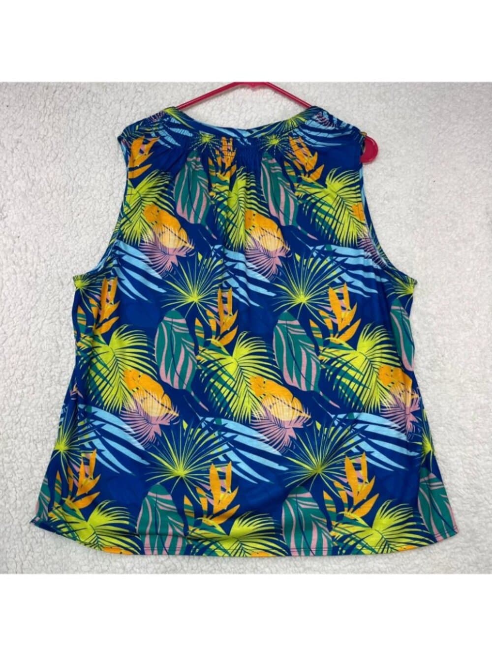 Stella Parker Collection Women's Tropical Sleeveless Henley Top 1X - Thumbnail 2