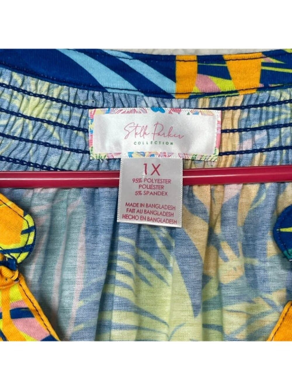 Stella Parker Collection Women's Tropical Sleeveless Henley Top 1X - Thumbnail 3