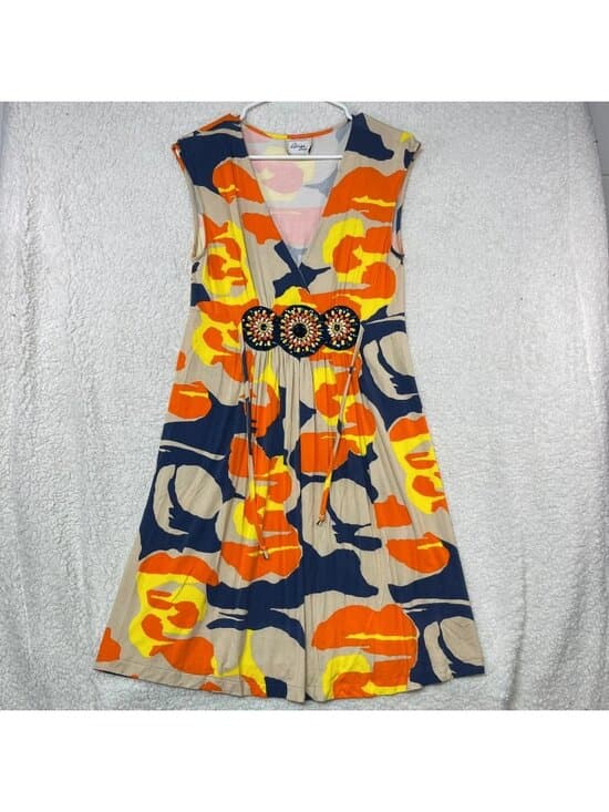 Beige by ECI Women's Abstract Print Sleeveless Empire Waist Dress Size 4 - Thumbnail 6
