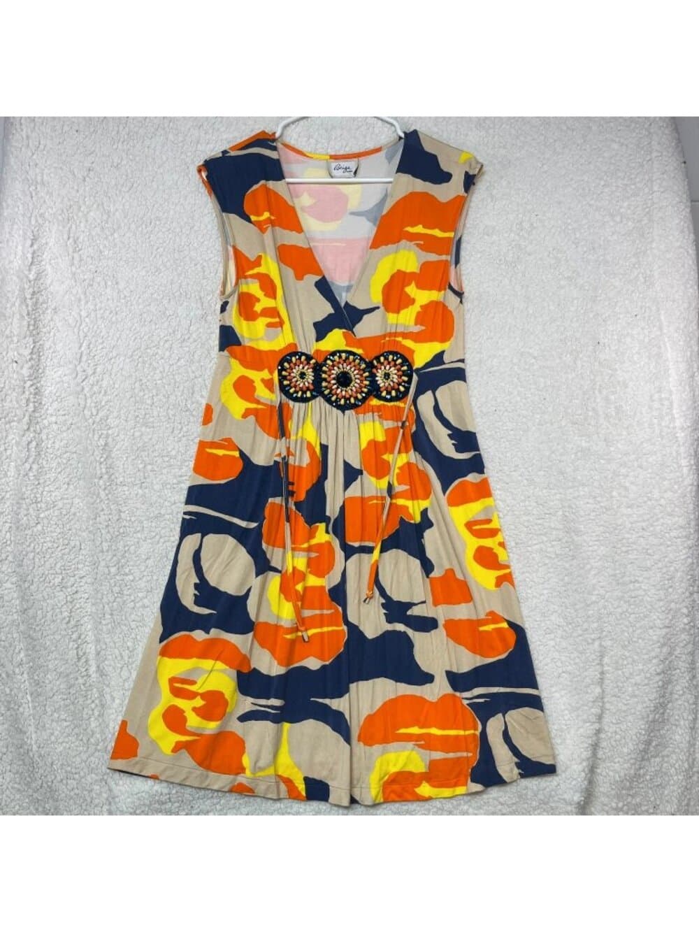 Beige by ECI Women's Abstract Print Sleeveless Empire Waist Dress Size 4 - Thumbnail 5