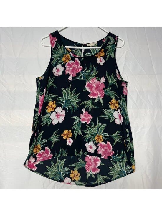 Everleigh Floral Tank Blouse Black Pink Medium - Thumbnail 5