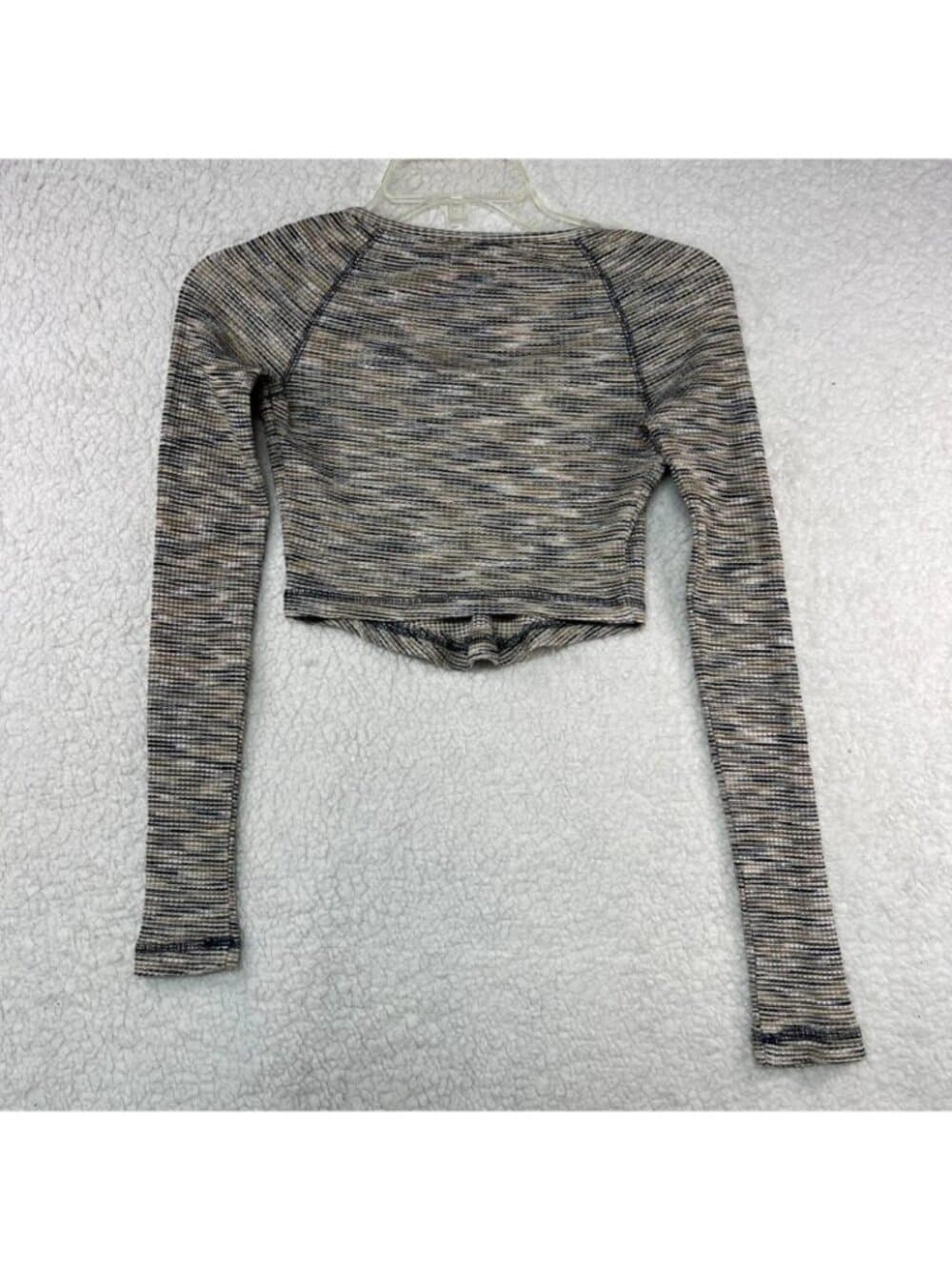 Women's BDG Waffle Knit Long Sleeve Cropped Top XS Beige Gray - Thumbnail 2