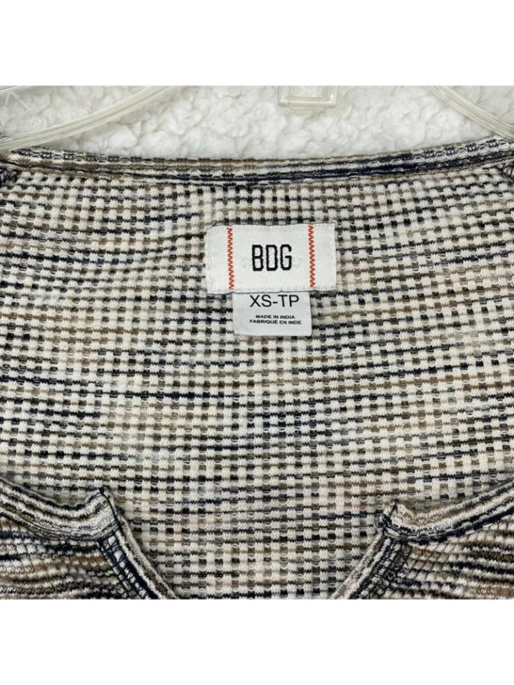 Women's BDG Waffle Knit Long Sleeve Cropped Top XS Beige Gray - Thumbnail 3