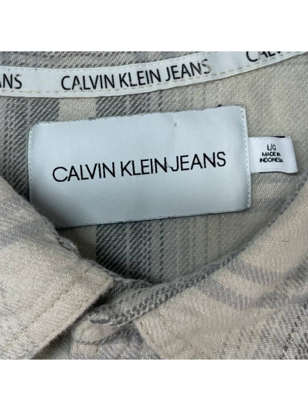 Calvin Klein Jeans Men's Plaid Button Front Shirt Large Gray Cotton - Thumbnail 6