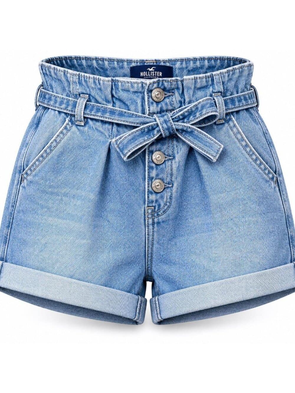 Hollister Women’s Ultra High-Rise Paperbag Denim Shorts Light Wash Size 00 W23 - Thumbnail 5