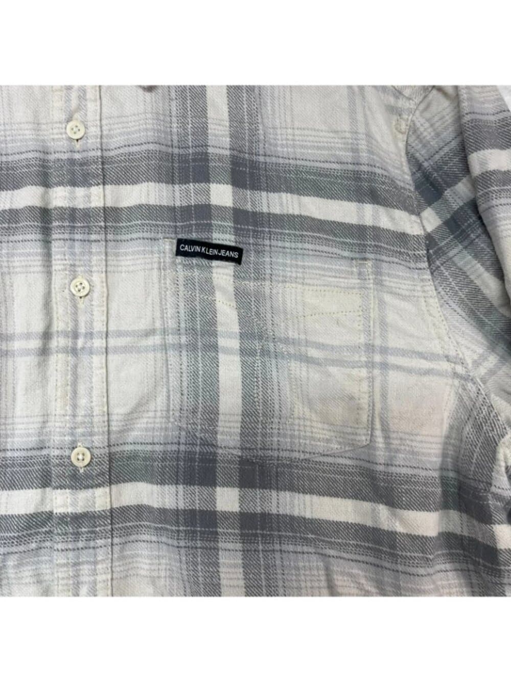 Calvin Klein Jeans Men's Plaid Button Front Shirt Large Gray Cotton - Thumbnail 3