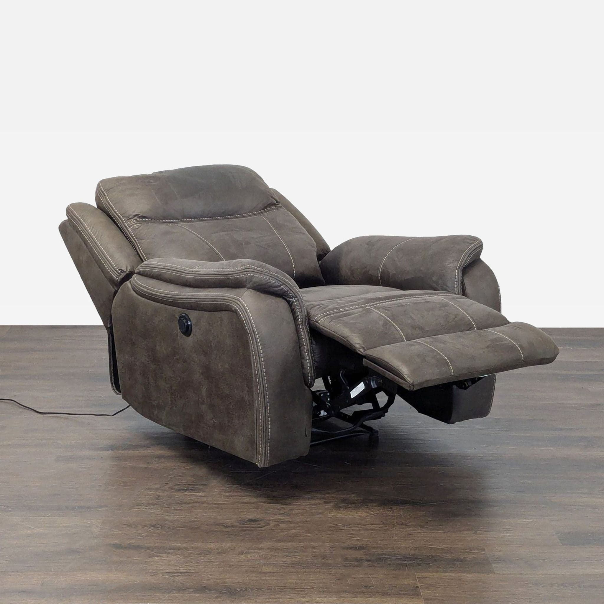 Plush Dark Gray Power Reclining Lounge Chair - Thumbnail 2
