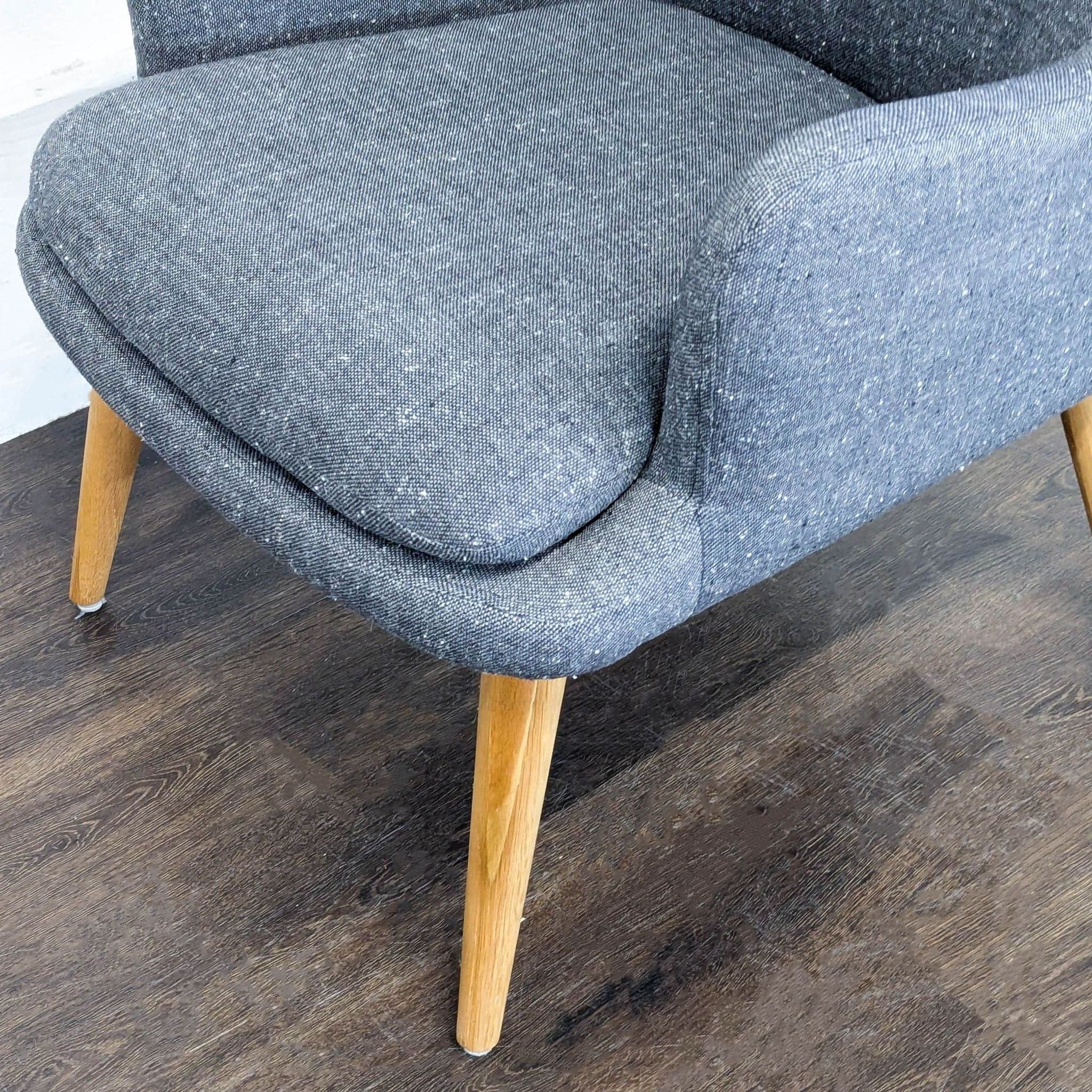 West Elm Lounge Chair with High Back and Wooden Legs - Thumbnail 6