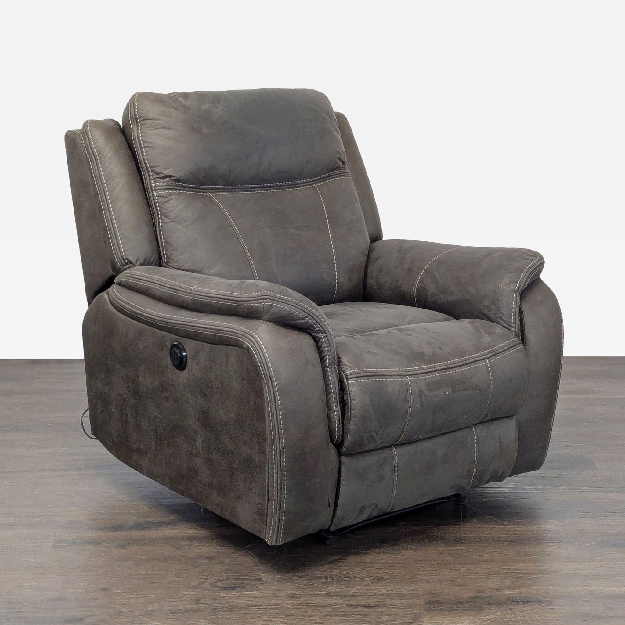 Plush Dark Gray Power Reclining Lounge Chair - Thumbnail 3