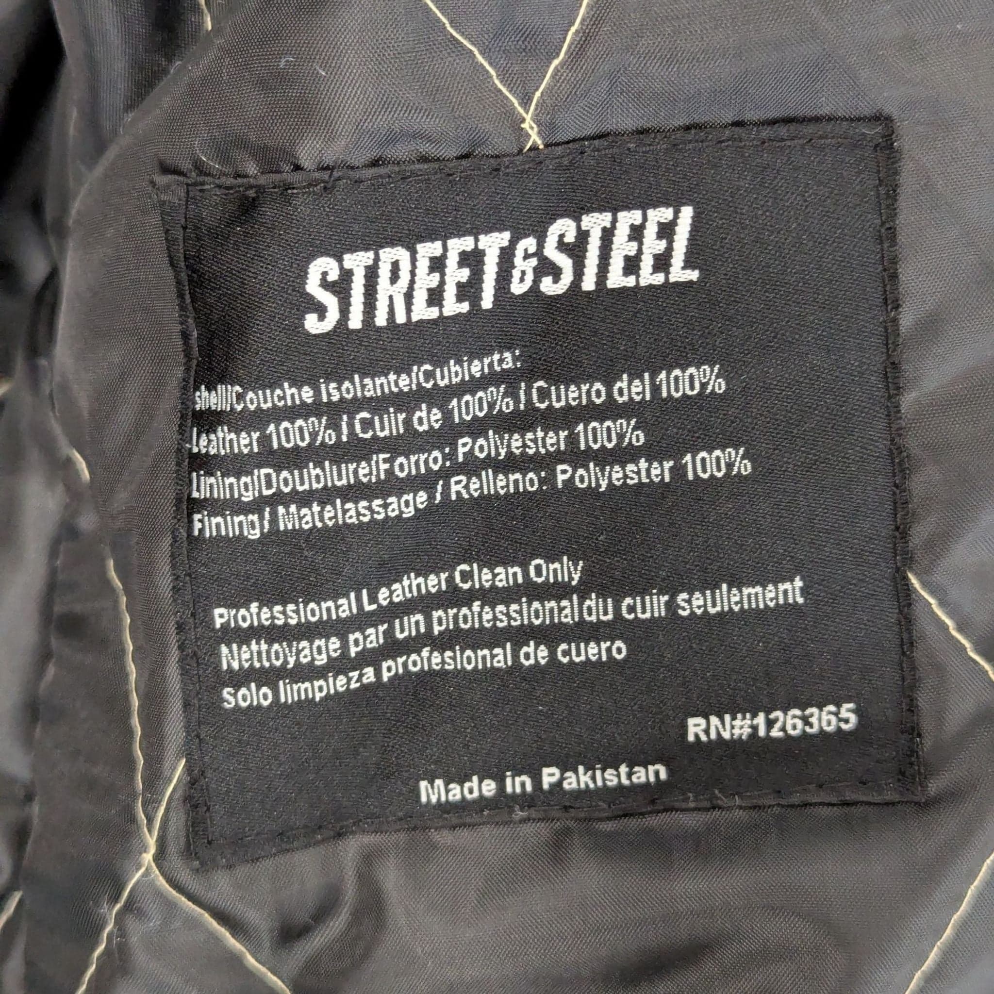 Street & Steel Black Leather Motorcycle Jacket – Sports & Outdoors - Thumbnail 6