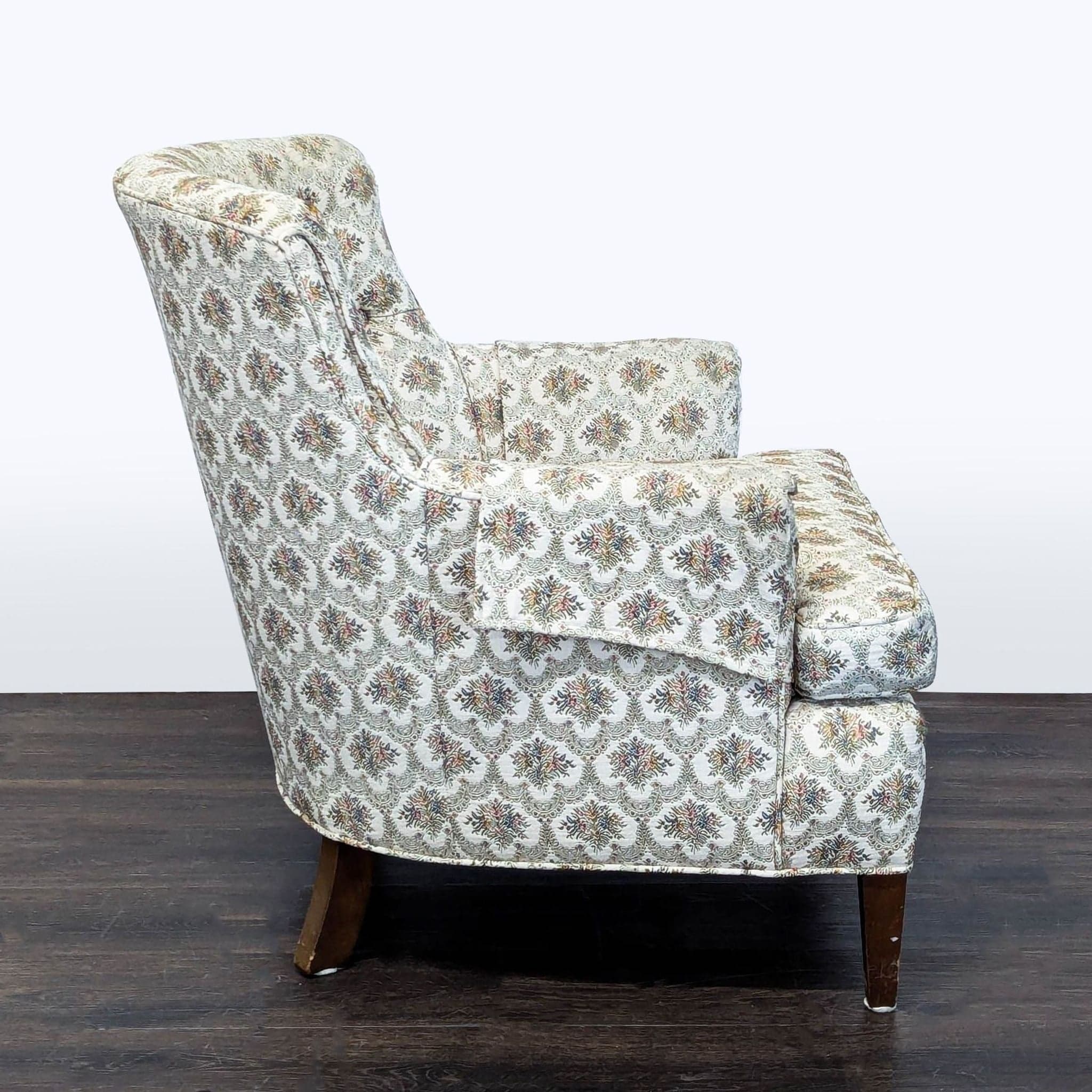 Classic Vintage Lounge Chair with Patterned Upholstery - Thumbnail 3