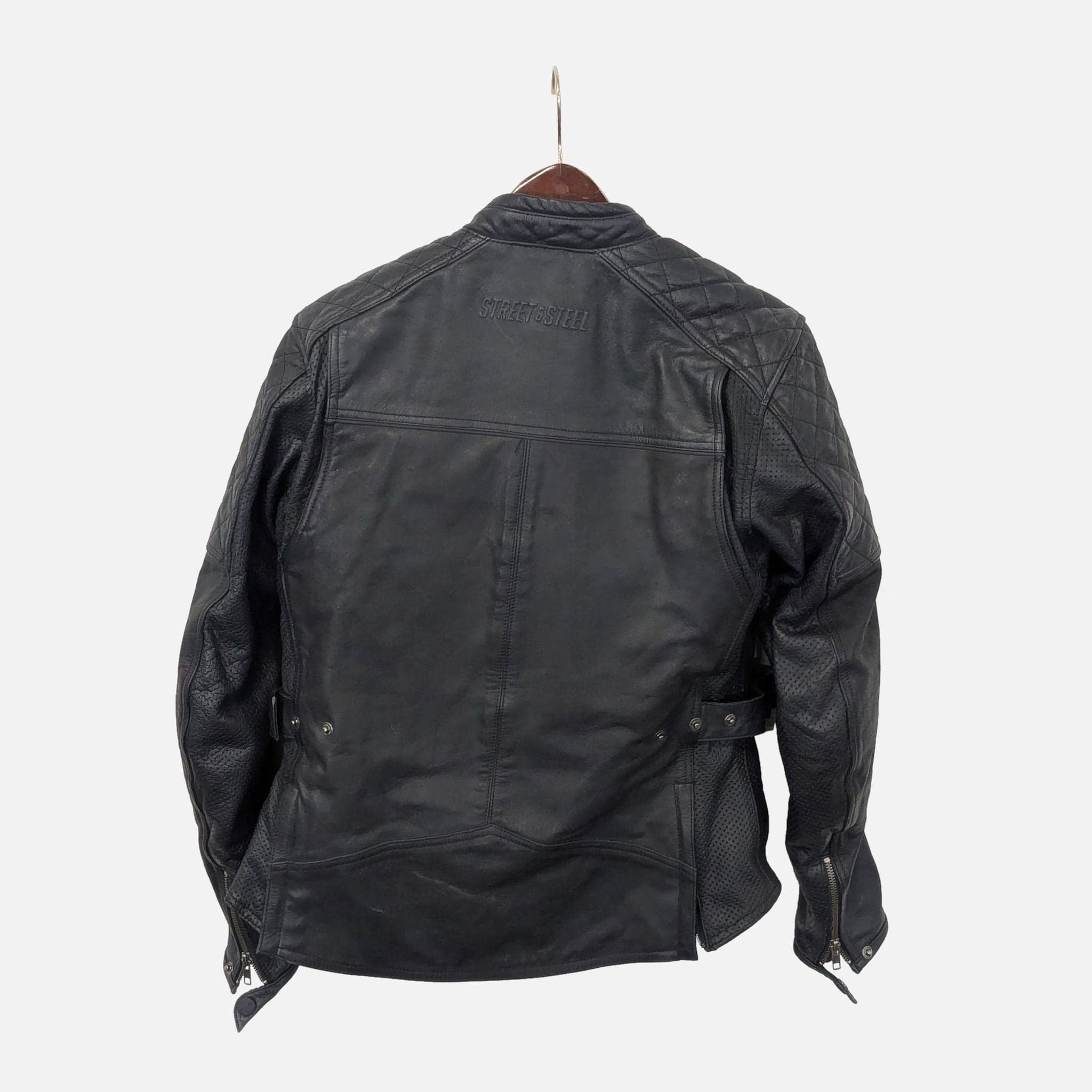 Street & Steel Black Leather Motorcycle Jacket – Sports & Outdoors - Thumbnail 2
