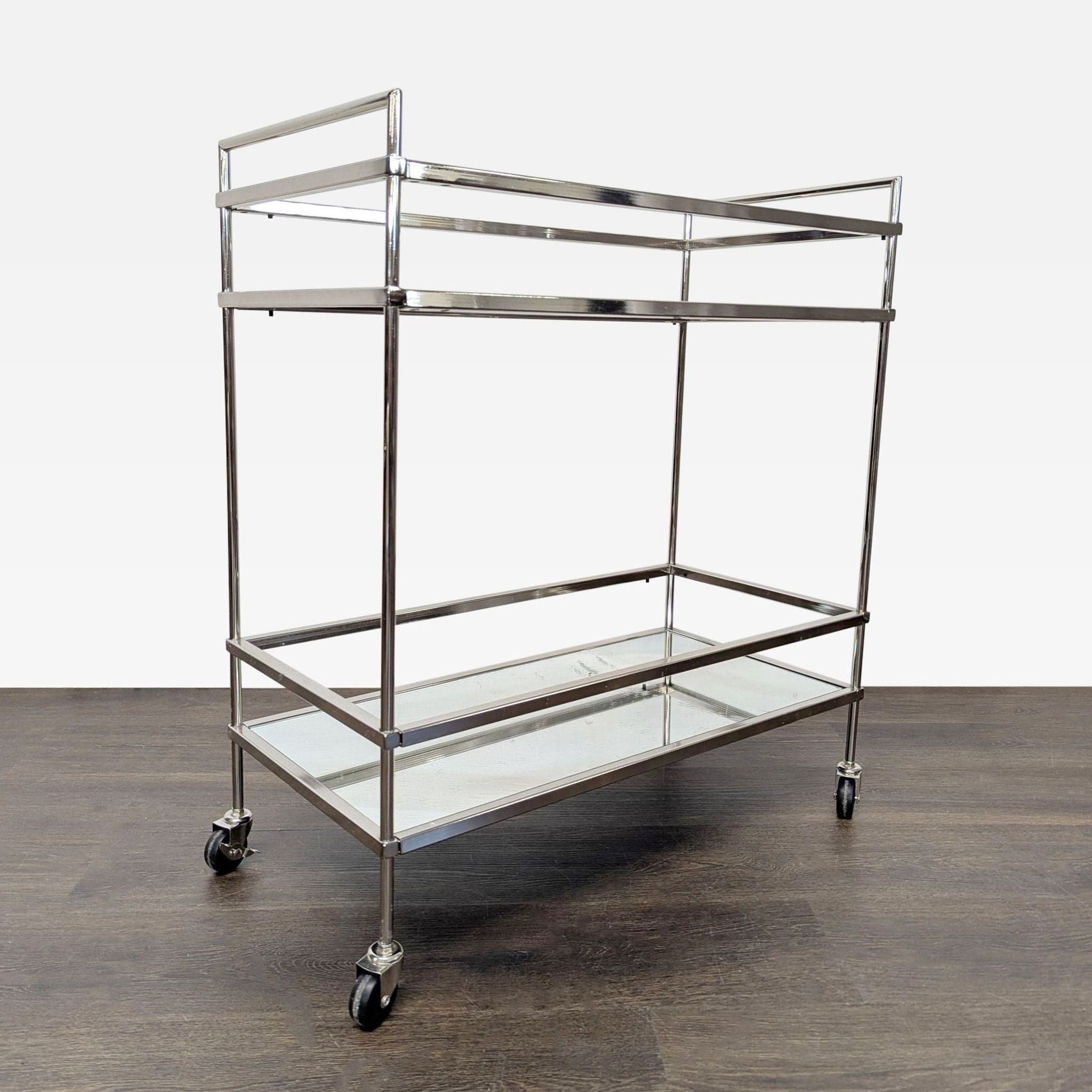 Metal and Glass Bar Cart on Castors - Thumbnail 2