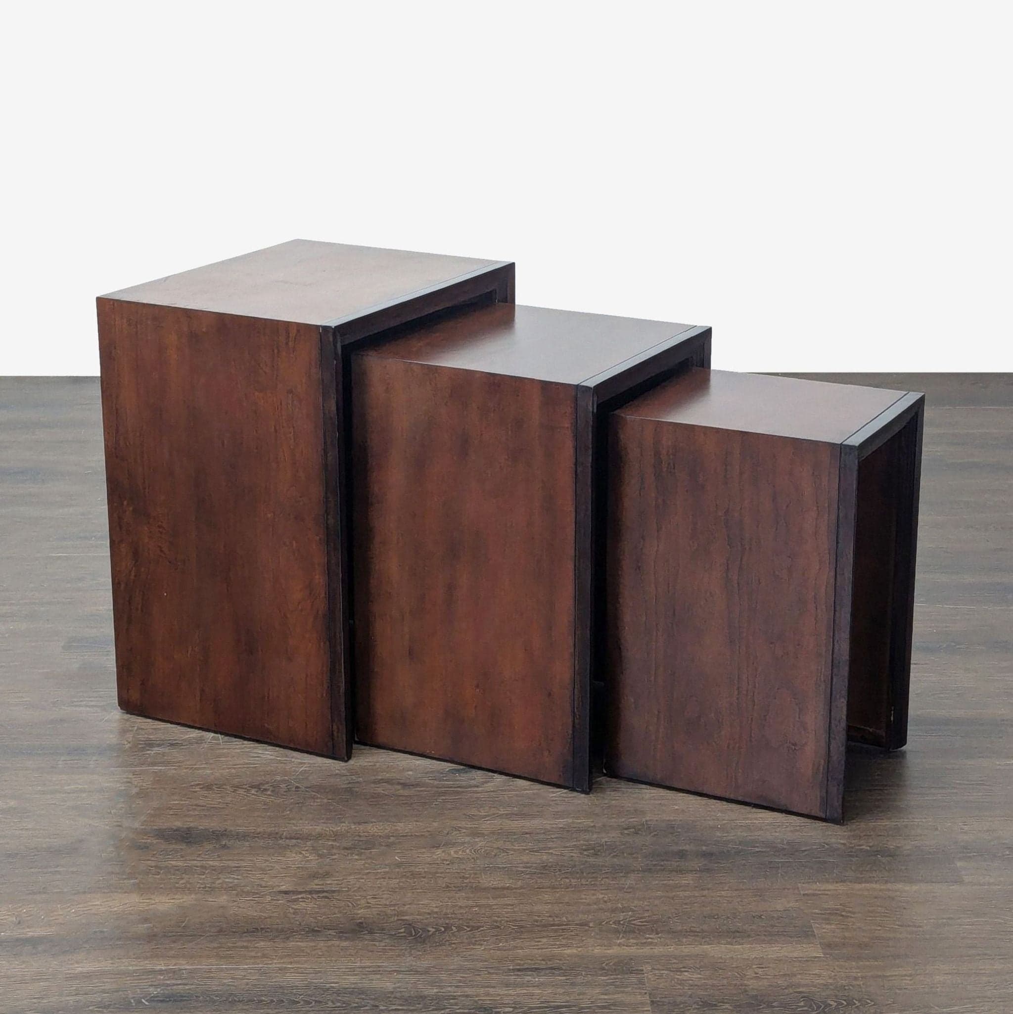 Set of Three Wood Nesting Tables - Thumbnail 2