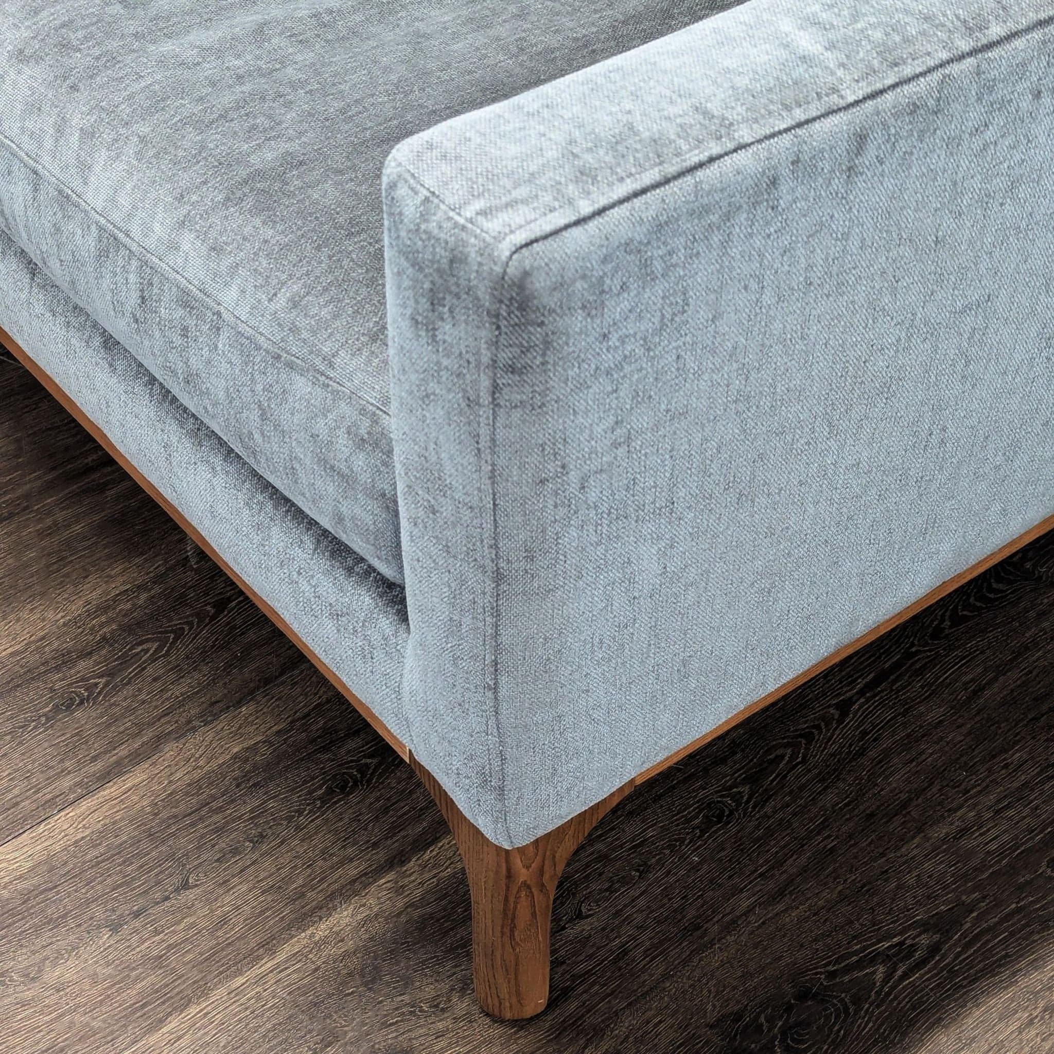 West Elm Parker Gray Sectional Sofa with Chaise and Wood Base - Thumbnail 4