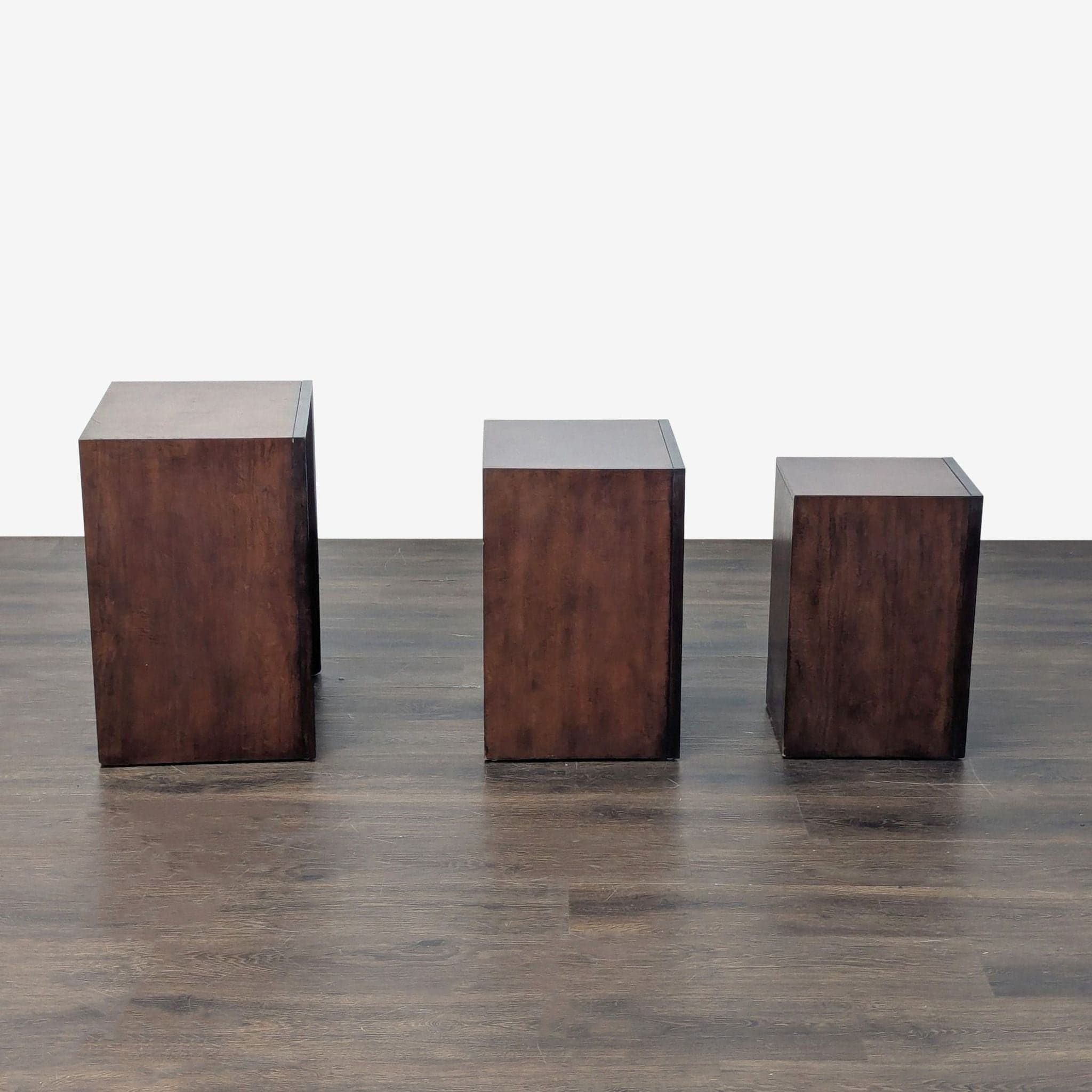 Set of Three Wood Nesting Tables - Thumbnail 5