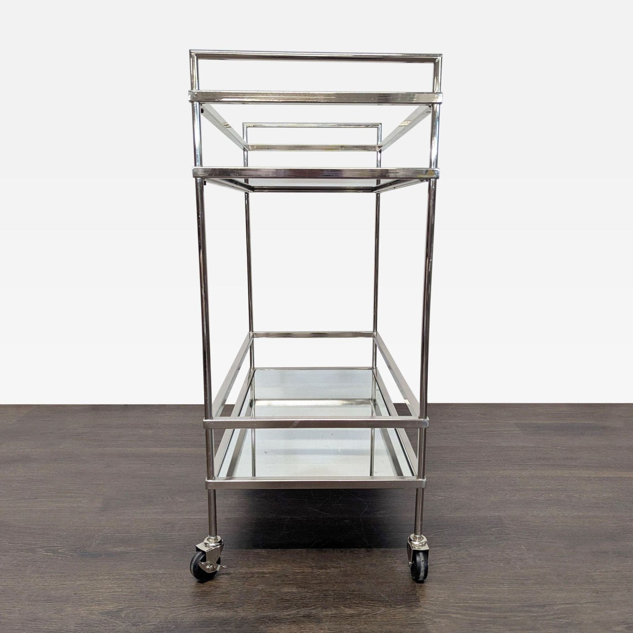 Metal and Glass Bar Cart on Castors - Thumbnail 7