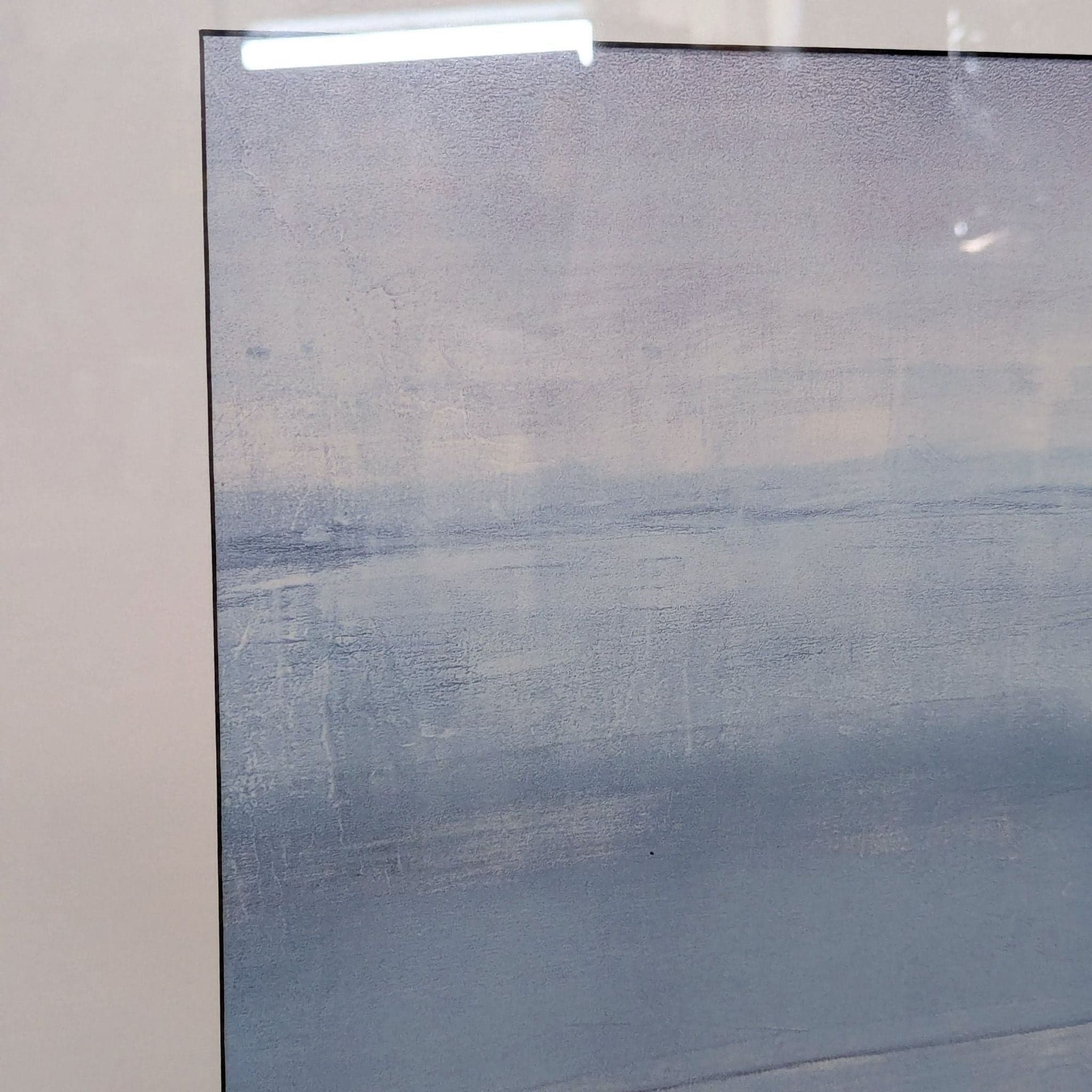 Framed Abstract Landscape Painting in Soft Blue and Purple Tones - Thumbnail 3