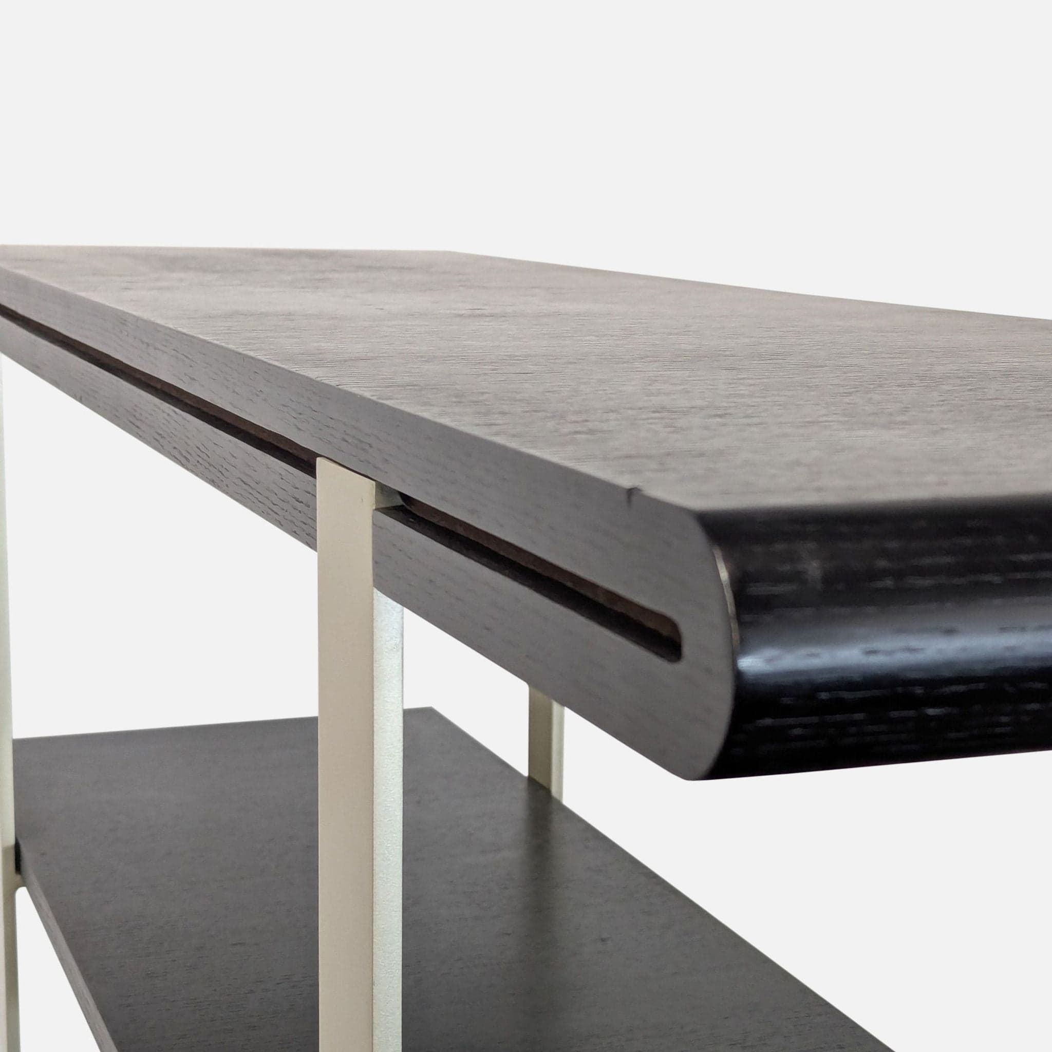 Modern 4-Tier Metal and Wood Bookshelf with Sleek Black Shelves - Thumbnail 4