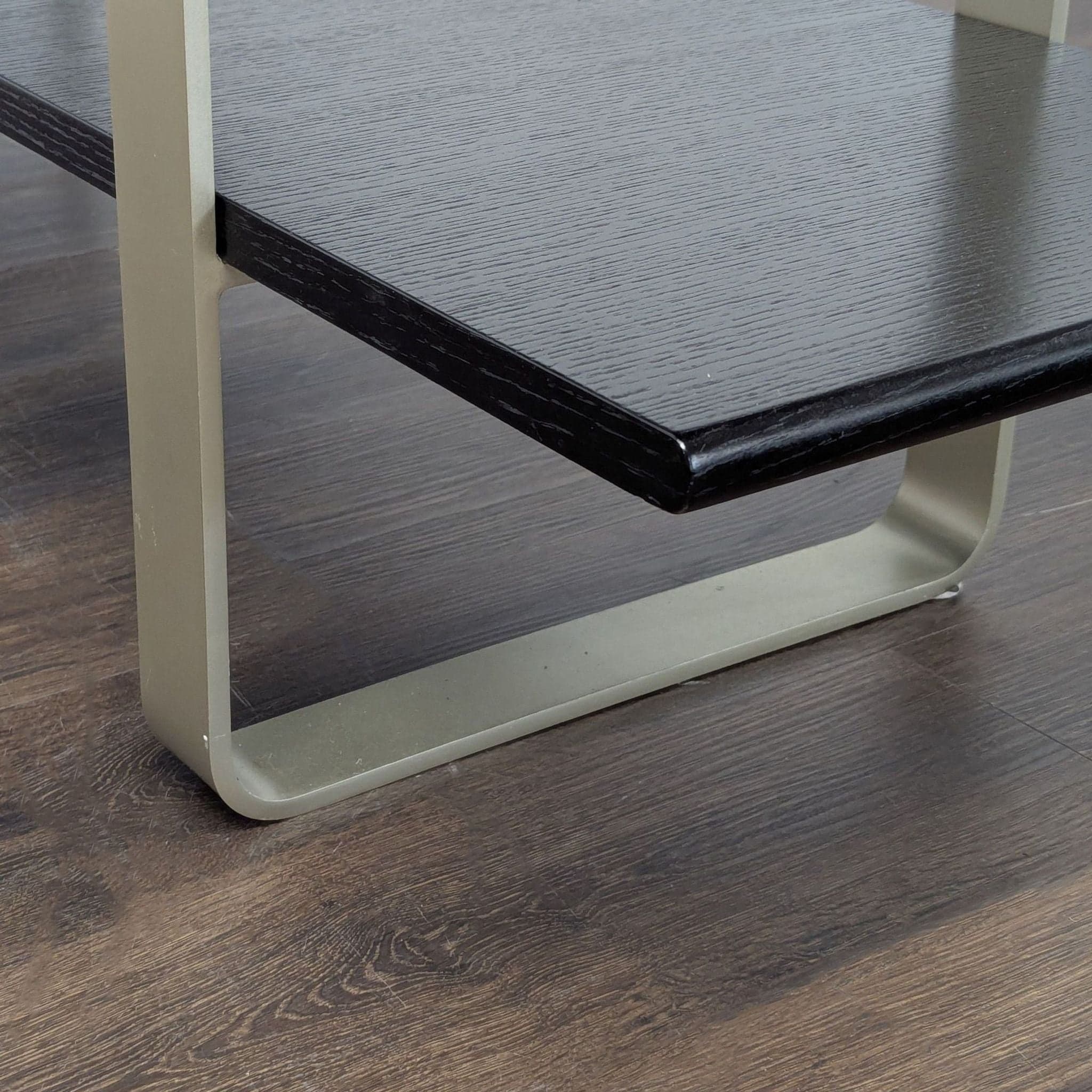 Modern 4-Tier Metal and Wood Bookshelf with Sleek Black Shelves - Thumbnail 5