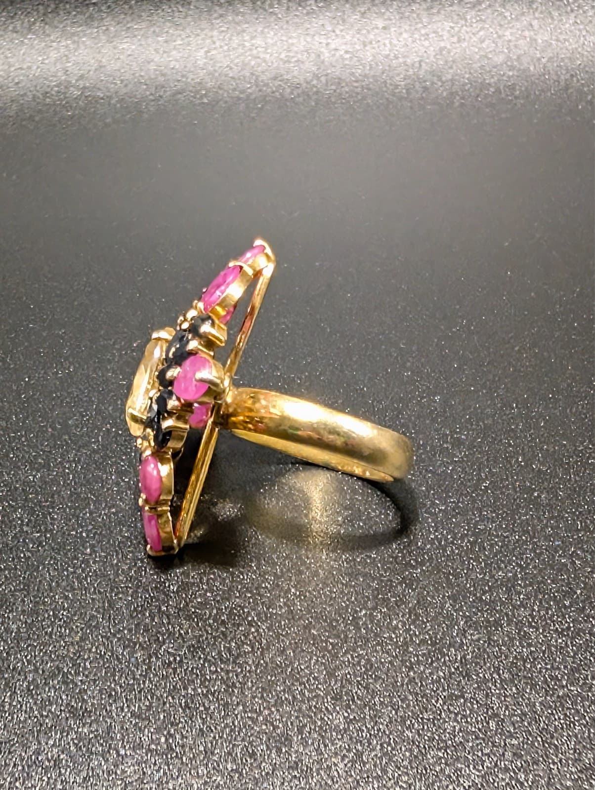 Sterling Silver Statement Cocktail Ring Gemstones Size: 9.5 925 Gold Vermeil - Thumbnail 4