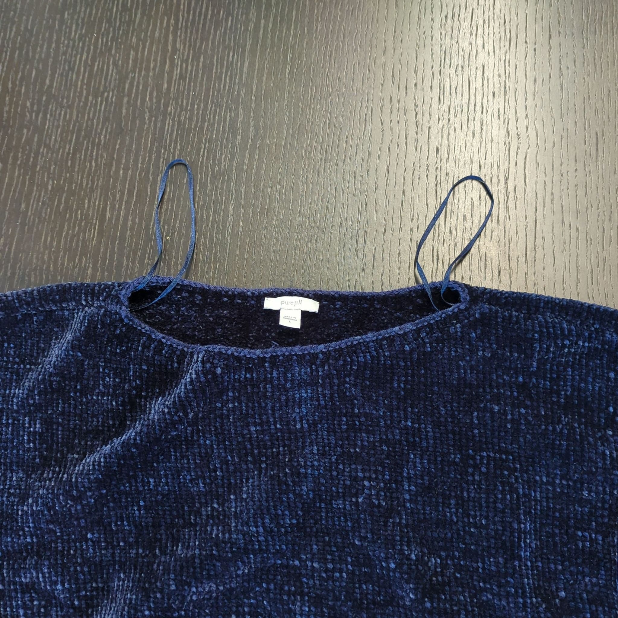 Purejil Women's Navy Blue Chenille Long Sleeve Sweater - Thumbnail 4