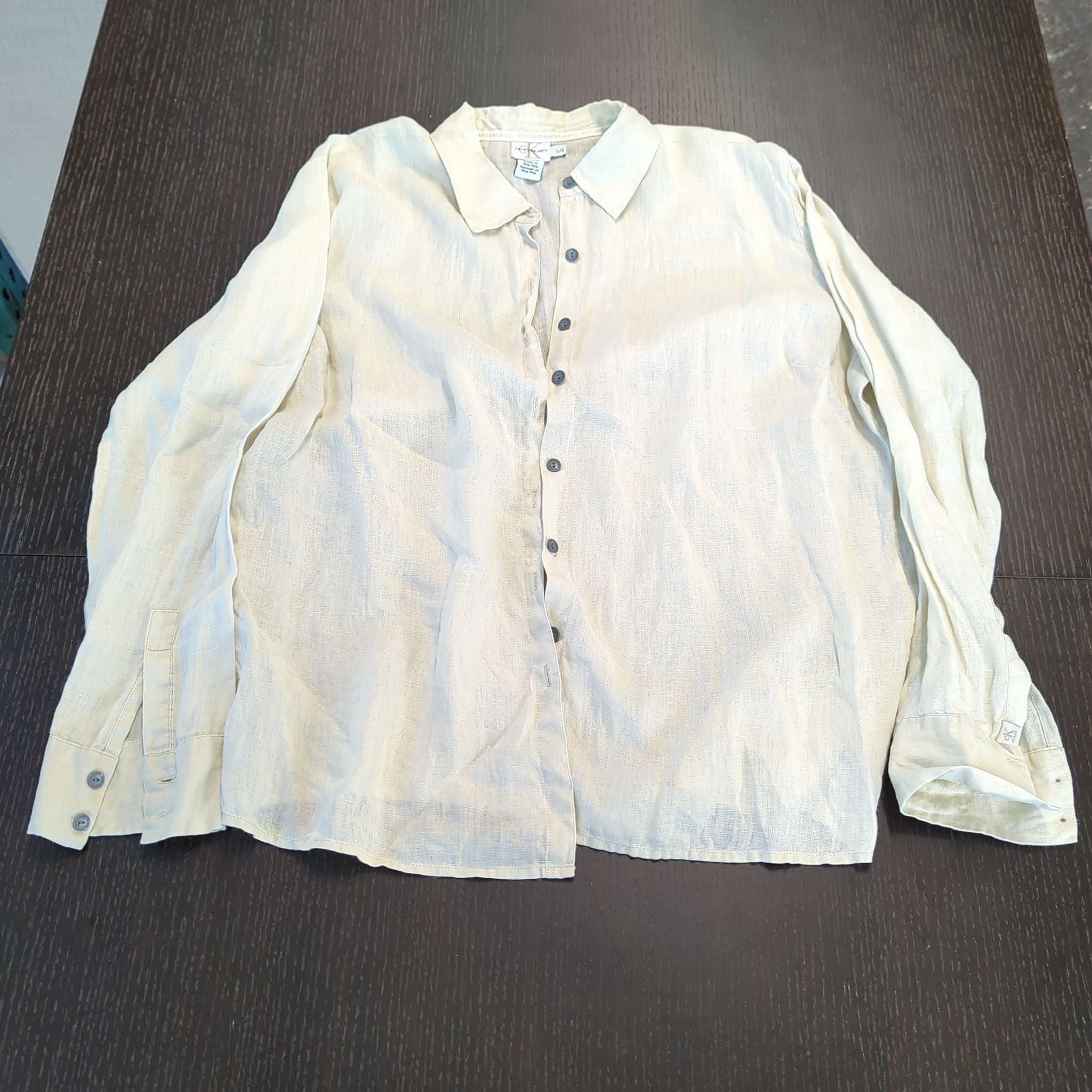 Calvin Klein Jeans Women's 100% Linen Long Sleeve Shirt Size L