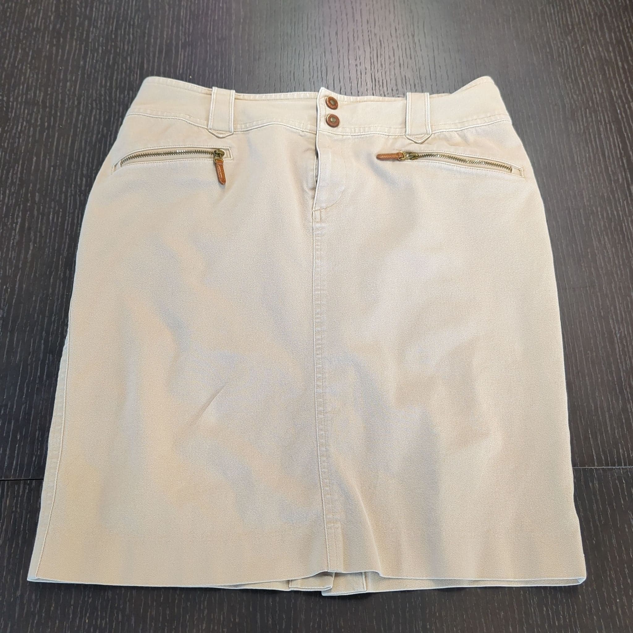 Ralph Lauren Petite Khaki Skirt, Size 10P, Cotton Blend