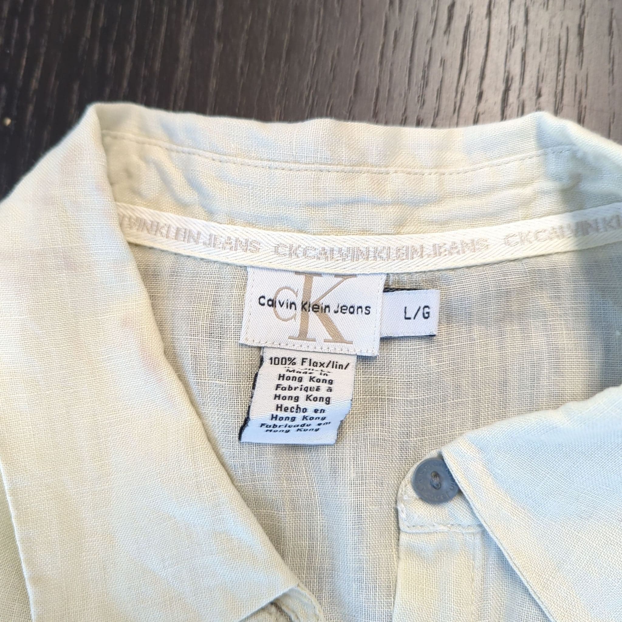 Calvin Klein Jeans Women's 100% Linen Long Sleeve Shirt Size L - Thumbnail 2