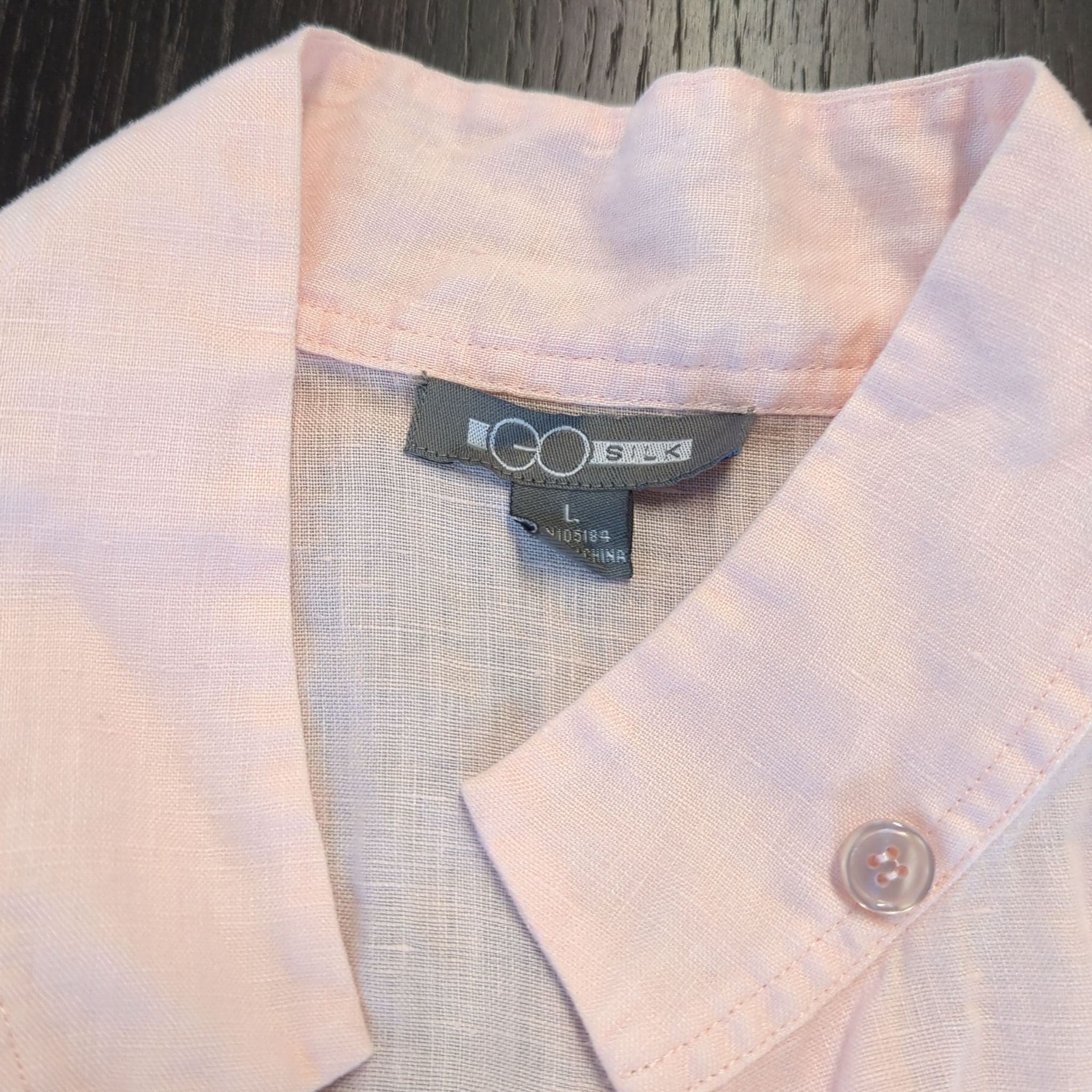 Go Silk Womens Light Pink Button-Up Shirt, Size Large - Thumbnail 2