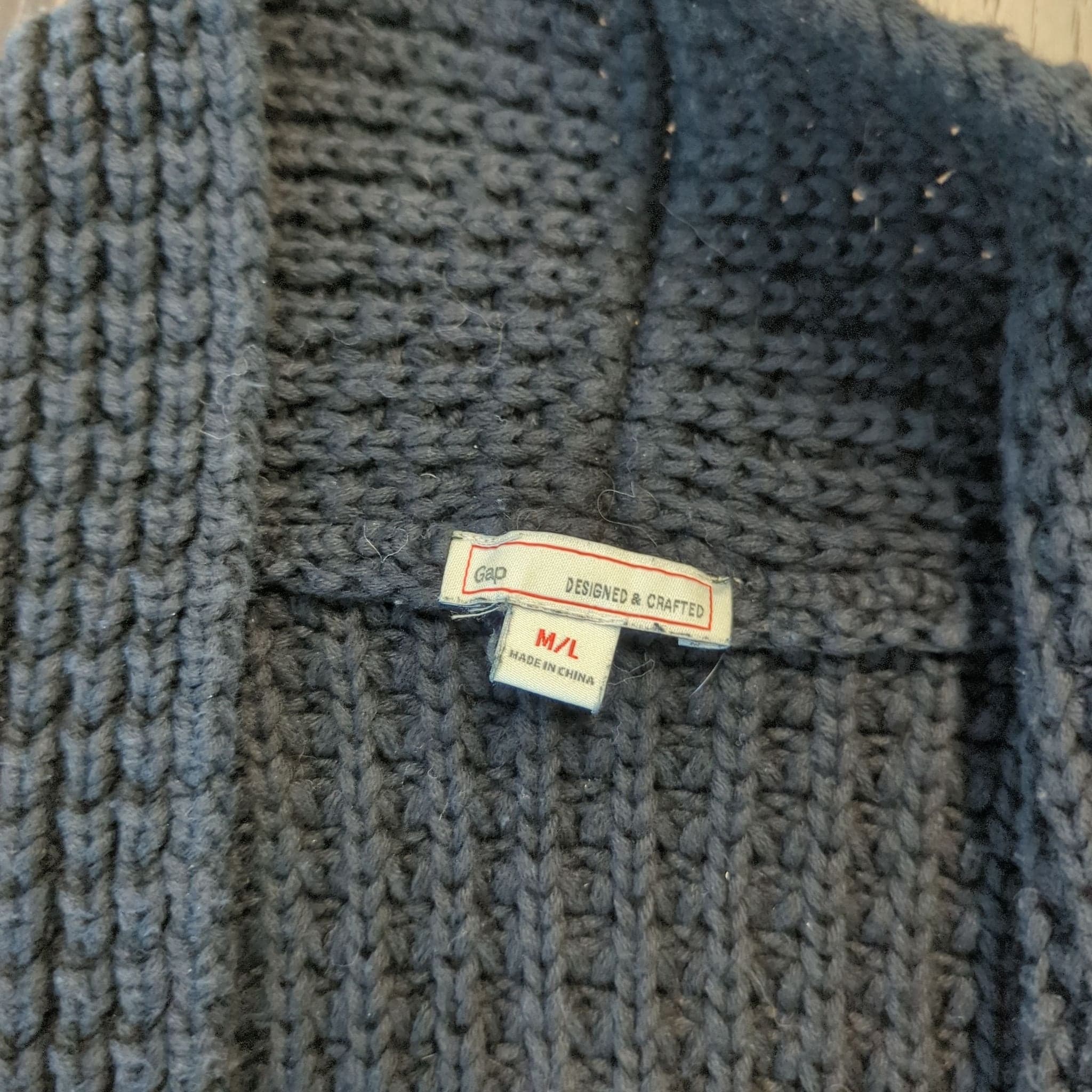 Gap Women's Navy Blue Open Front Chunky Knit Cardigan Sweater M/L - Thumbnail 2