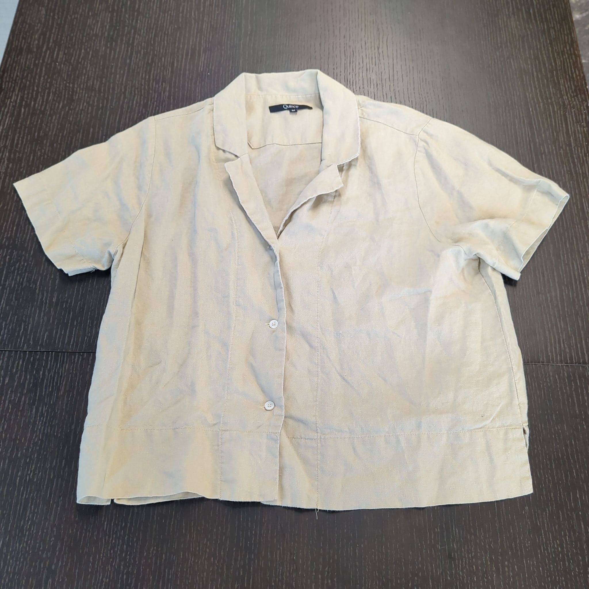 Quince Women's Linen Short Sleeve Button-Up Shirt - Size M