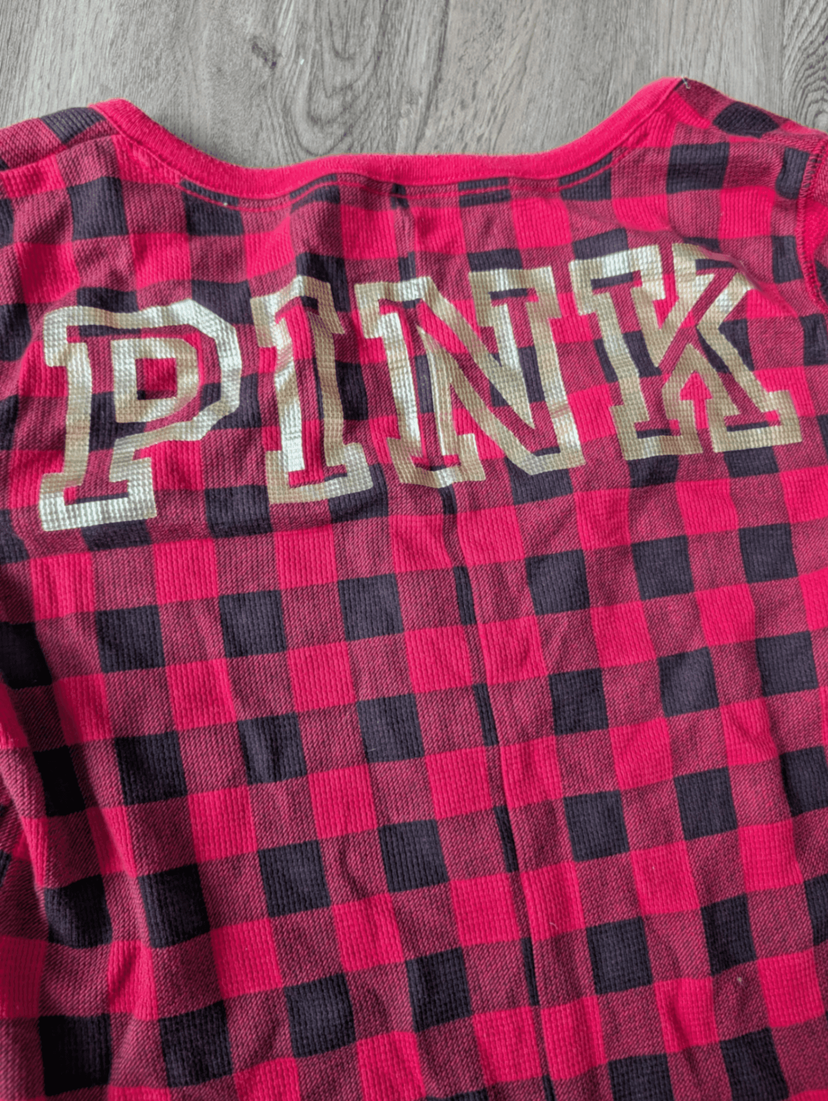PINK by Victoria Secret Red Flannel Pajama with Gold Accent Flap - Thumbnail 7
