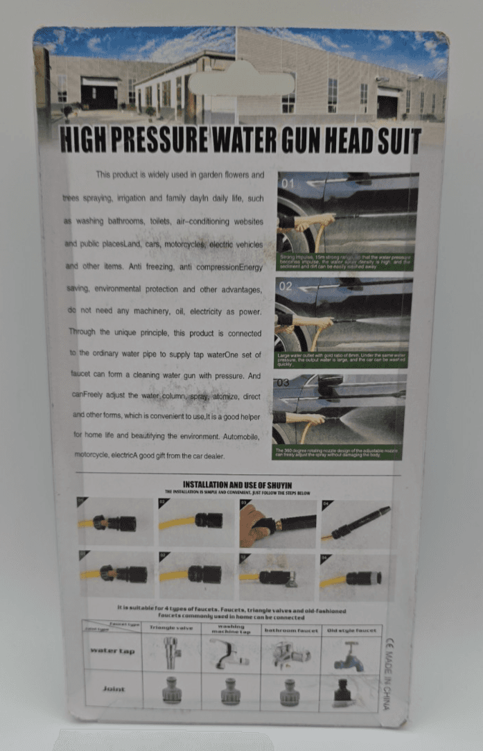High-Pressure Hose Nozzle Adjustable Car Wash Water Gun Outdoor Jet Sweeper - Thumbnail 2