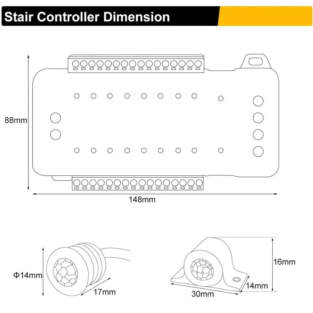 16 Channels Led Stair Light Staircase Controller 2 PIR for Indoor Flexible 5438 - Thumbnail 9