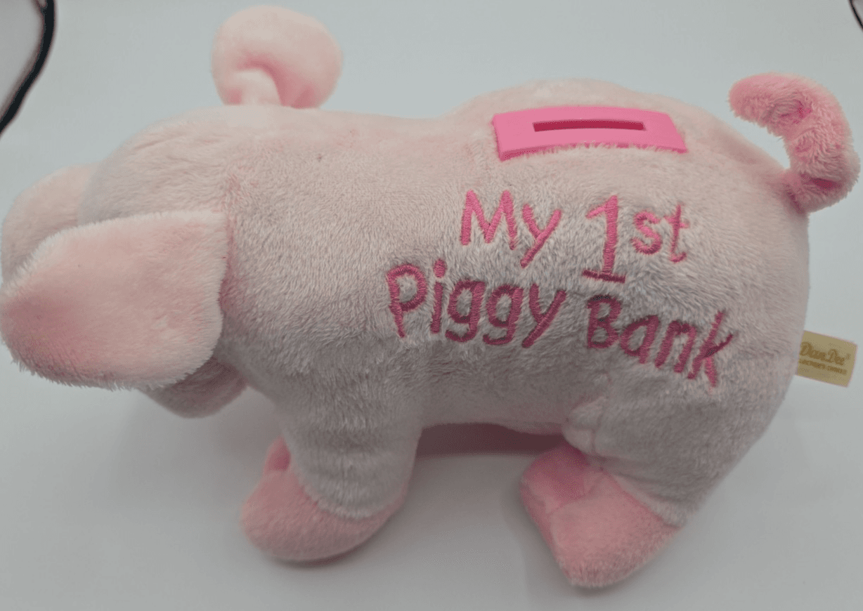 Dan Dee Plush Pink Piggy Bank 11" X 7" Stuffed Pig With Stopper Coin Bank Cute - Thumbnail 3