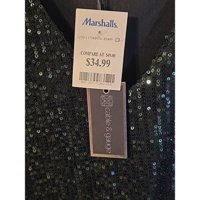 NWT Cable & Gauge Green Sequin Top Long Sleeve Size XL - Thumbnail 3