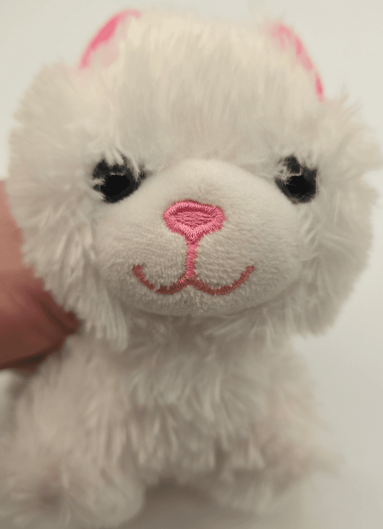 White Plush Kitty Cat Pink Ears and Nose Stuffed Animal - Thumbnail 6