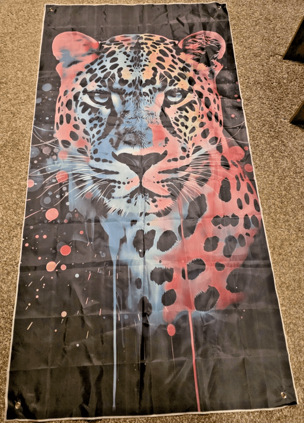 Leopard Birthday Backdrop Neon Rainbow Photography 6' x 3' - Thumbnail 2