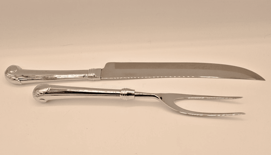 Vintage Carvel Hall Carving Set Knife Fork Stainless Steel MCM Mid Century - Thumbnail 4